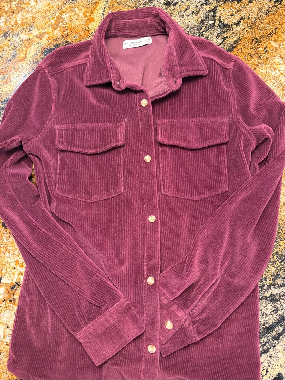 Abercrombie & Fitch Corduroy Button-Down Shirt Jacket - Berry